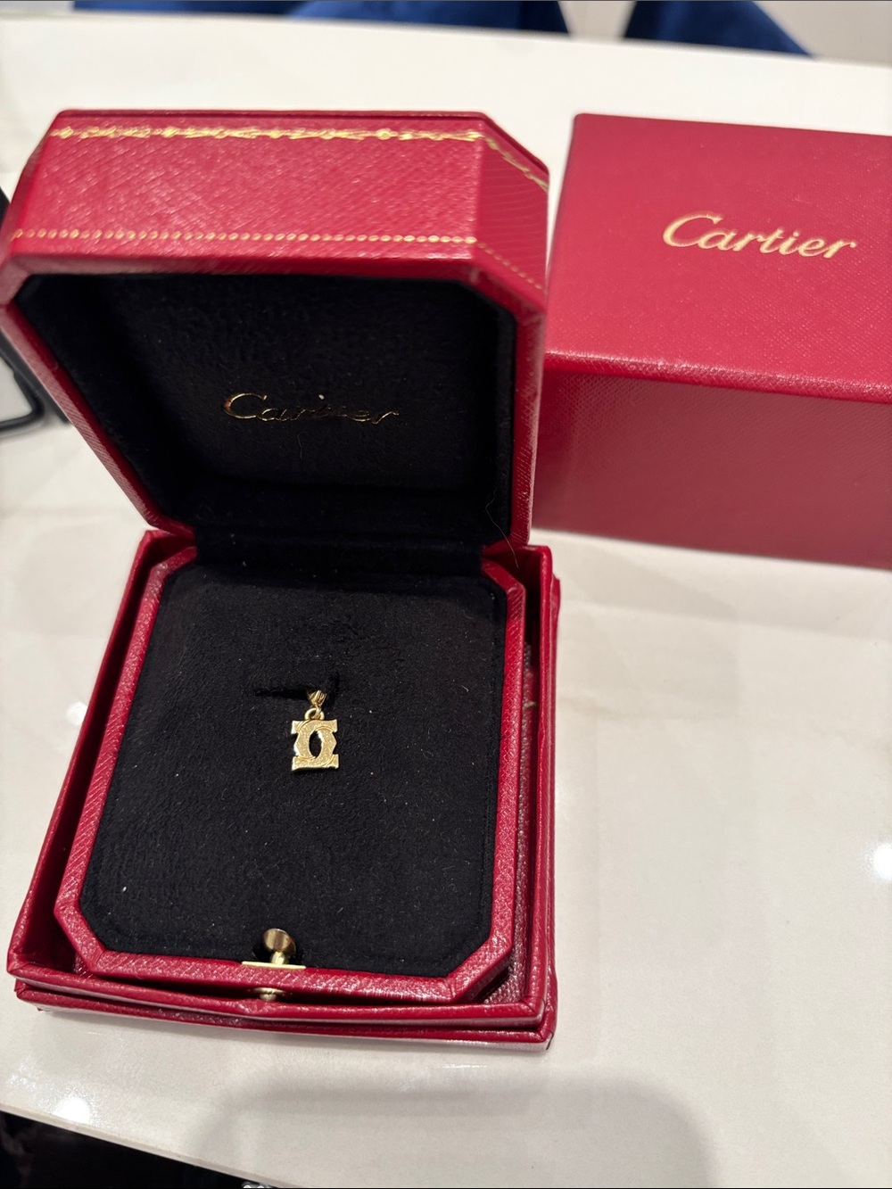 Cartier Gold Pendant in Red Presentation Box